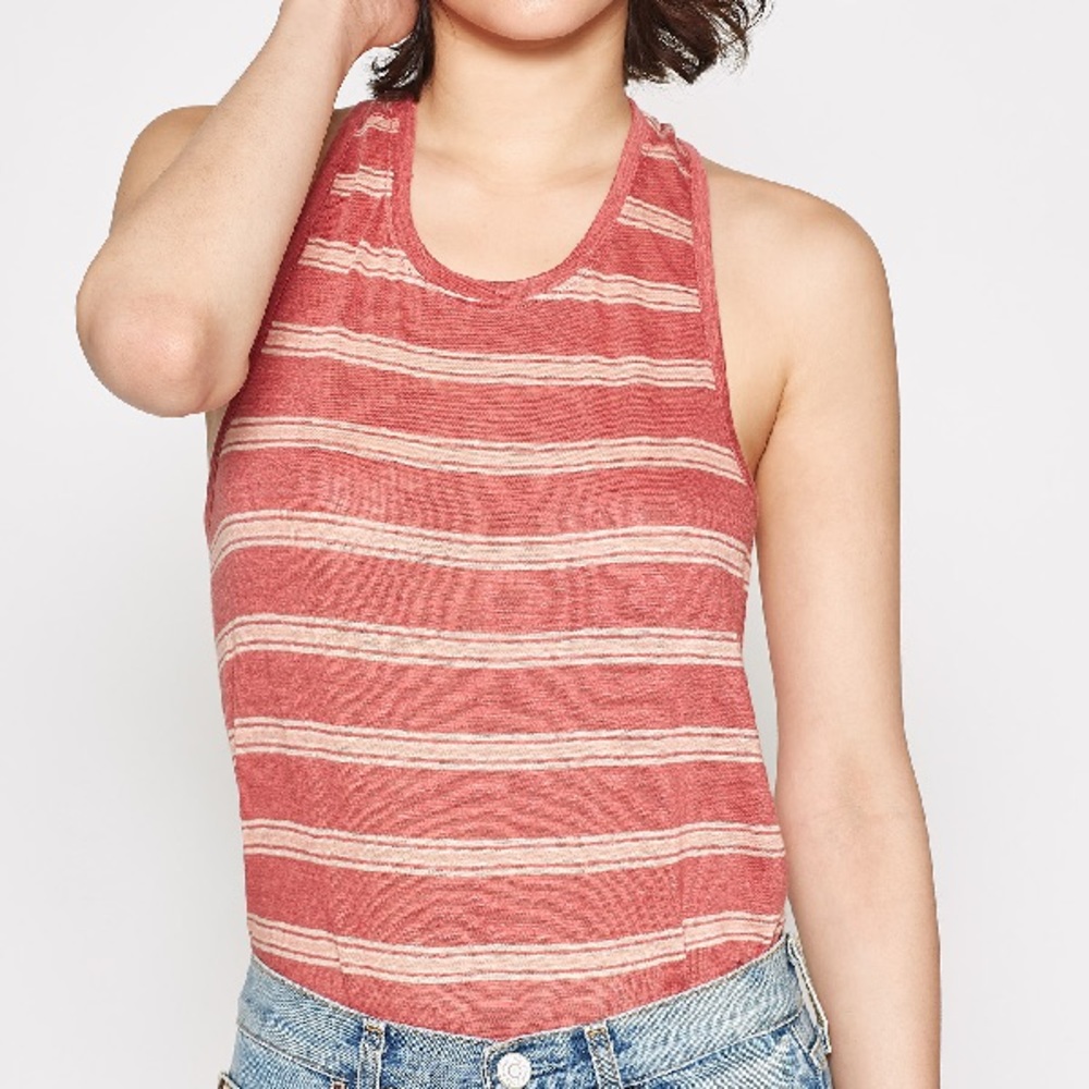 Joie Rayson Twist Racerback Stripe Linen Tank